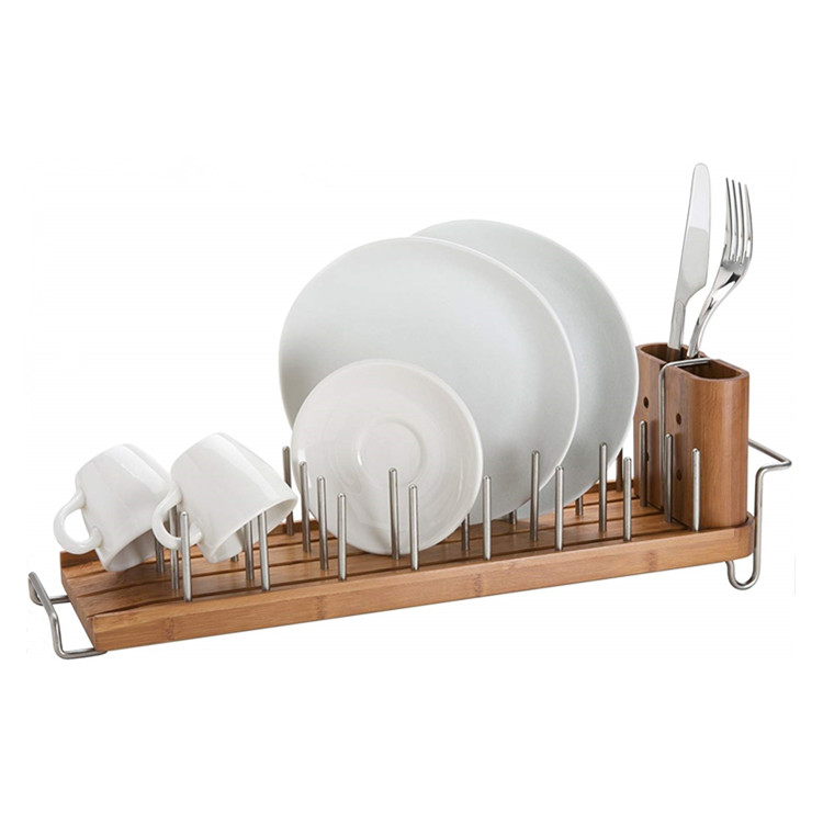 Better Housewares Utensil Holder Storage Organizer Dry Rack Dessert Plate Display Bamboo Dish Drainer