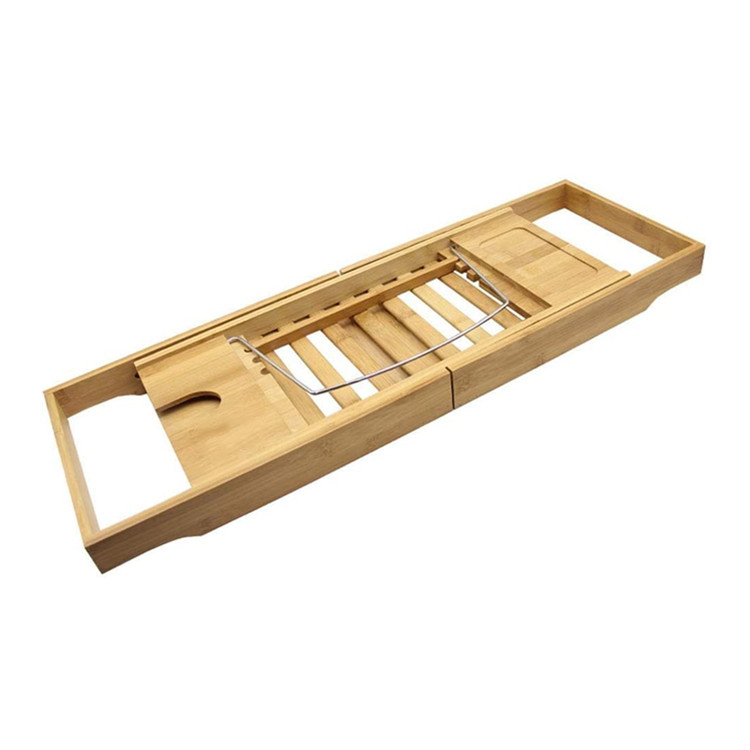 New Design Bathroom Wind And Phone Stand Multifunctional Bamboo Bathtub Caddy Tray With Storage Board